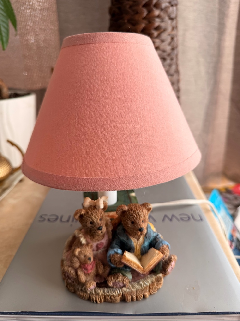 Pink Bear Family Table Lamp - Home Accents
